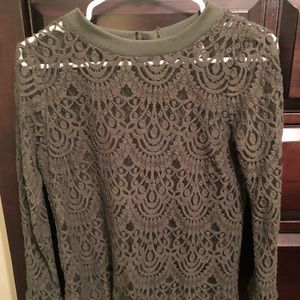 Banana Republic long sleeve lace top - olive green